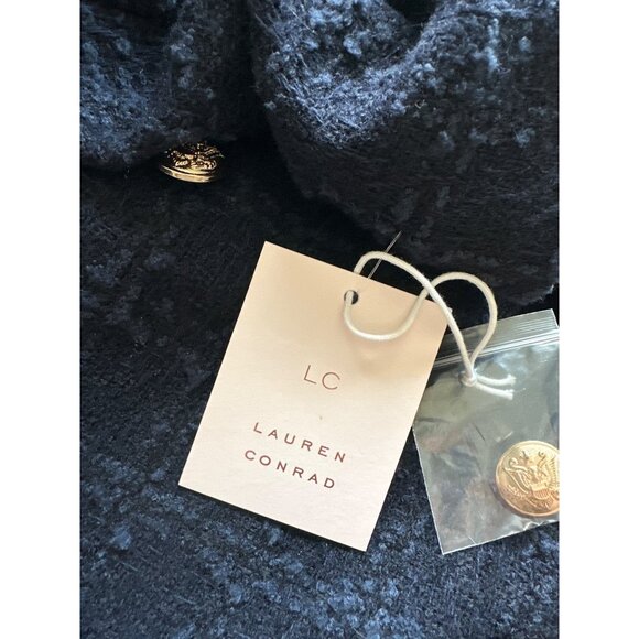 NWT LC Lauren Conrad Navy Pea Coat Seaborne Gold Sailor Buttons Short Length XXL - Picture 8 of 10